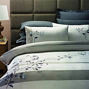 Duvet Cover Set, 3-Piece Country Leaves Embroidery Polyester