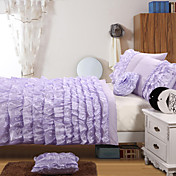 Duvet Cover Set,3-Piece Polyester Modern Style Lace Purple