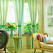 (One Pair) Elegant Collision Color Stripes Energy Saving Curtain