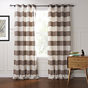 (One Pair) Modern Classic Light Brown Plaid Eco-friendly Curtain