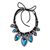 Fashion Blue Peacock Tail Shining Diamond Stone Nacklace