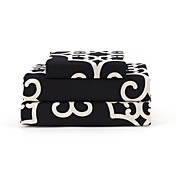 Sheet Set,4-Piece Microfiber Retro Geometric Black with 12