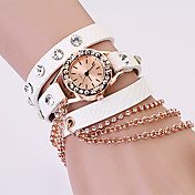 Koshi 2014 Women's Metal Chain Diamonade 3 Round Litchi Leather Watch (White)