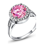 Sweet Sliver Pink With Cubic Zirconia Round Women's Ring(1 Pc)