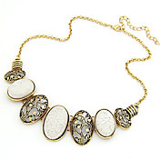 MISS U Women's Vintage Cut Out Ellipse Gem Necklace