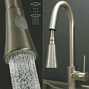 Contemporary Nickel Brushed Finish Single Handle Pull Out Kitchen Faucet