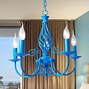 E14x5 Sky Blue Color Chandelier Modern Pendant light for Bedroom Living Room 