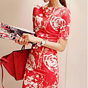 CXY Women'S Sweet Printed Red Dress(Red)