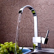 Contemporary Chrome Finish Brass Single Handle One Hole Waterfall Kitchen Faucet