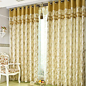 (Two Panels) Classic Jacquard Botanical Energy Saving Curtain 