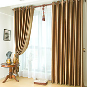 (One Pair) Classic Embossed Brown Blackout Curtain 
