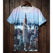LangTuo Men's Fashion City Print Shorts(Screen Color)(11)