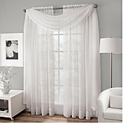Rod pocket Voile Sheer Curtain With Scarf Valance in White (Two Panels)