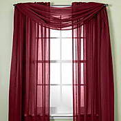 (Two Panels Rod pocket) Voile Sheer Curtain With Scarf Valance in Burgundy