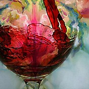 Hand Painted Oil Painting Still Life Red Wine And Bottle with Stretched Frame