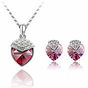 M&N Women's Austria Crystal Peach Heart Pattern Jewelry Set 715