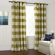 (One Pair) Modern Elegant Champagne Plaid Jacquard Eco-friendly Curtain