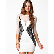 Tapuluo Women Elegant Full Lace Summer Elegant Casual Dress 9027