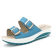 Sunrolan® Leather Women's Wedges Sweet Sandals with Slippers Shoes