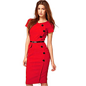 S&Z Women's Red Button Dress