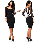 S M L XL XXL Plus Size New Fashion Women Long Sleeve Black and White Patchwork Bodycon Dress Sexy Evening Party Dress 9029