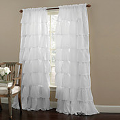 (One Panel Rod Pocket) Elegant White Solid Plicate Sheer Curtain