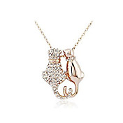 Mengguang Women'sDiamond  Cute Cat Necklace