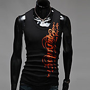 INMUR Men's Round Neck Floral Print Black Vest