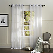 (One Panel Grommet Top) Country Elegant White Solid Eco-friendly Sheer Curtain