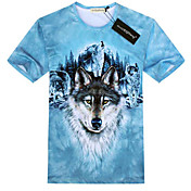 GEXY Men'S European And American 3D Stereo Wild Wolf Face Prints T-Shirt
