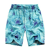 TaiWang Men's Casual Spelling Color Print Cotton Surfing Beach Shorts(Green)