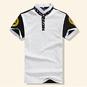 Fhonier Men's Black Star Floral Print POLO T-Shirt