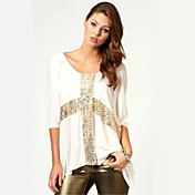 Women‘s Oversized Sequin Cross Batwing Sleeve Loose T-shirt