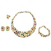 Colorful Alloy Gold Plated With Rhinestone Jewelry Set (Include Earrings,Rings, Bracelets, Necklaces)