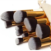 10 Pcs Professional Makeup Brushes Set Gold Tube Makeup Brushes Kit Free Draw String Makeup Bag