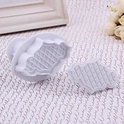 Plastic Rhombus Pattern Fondant Plunger Cake Cutter Mould Set of 2 
