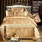 4-Piece Rome Style Jacquard Polyester Duvet Cover Set  Gold MH001