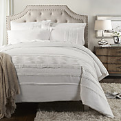 Duvet Cover Set,3-Piece 100% Cotton Classic Embroidery White