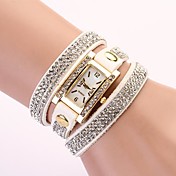 Koshi Women Vintage Cow Leather Strap Watches,Set Auger Rivet Bracelet Women Dress Watches   (White)