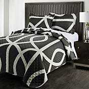 Novelty Stripe Black Polyester Ultrasonic Quilting Set,Set of 3