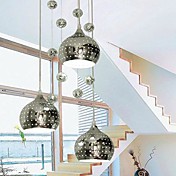 Modern Pendant Lamp 3 Lights Silver Chrome Metal