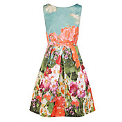Women's Floral Prints Elegant Unbrella Dress