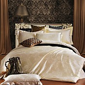 4-Piece Fashion Beauty - beige Jacquard Polyester Duvet Cover Set  MHDM02