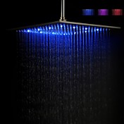 30 x 30 Square Stainless Steel  LED  Shower Head with 3 Colors Changing