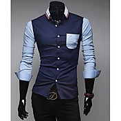 Glory Shirt Collar Long Sleeve Contrast Color Casual Shirt