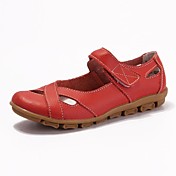 Women's Shoes Comfortable Magic tape Strap Leather Flats With Wear-resisting Rubber Outsoles