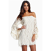Fellie Women's Bateau Lace Solid Color Dress