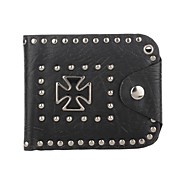 Punk Style Cross Pattern Folding PU Leather Men's Wallet