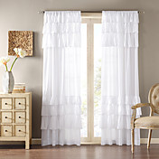 (One Panel Rod Pocket) Cotton Oversized Ruffle Curtain Panel