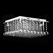 Crystal Flush Mount, 4 Light, Modern Cubic Stainless Steel Electroplating